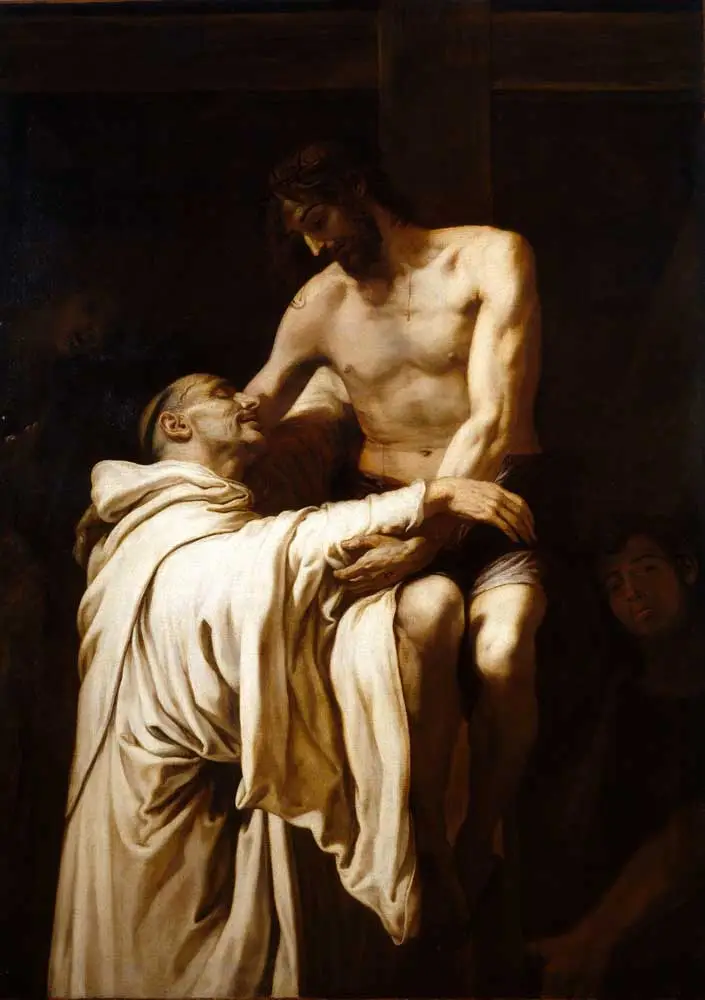 Cristo abrazando a San Bernardo, pintura de Francisco Ribalta, 1627